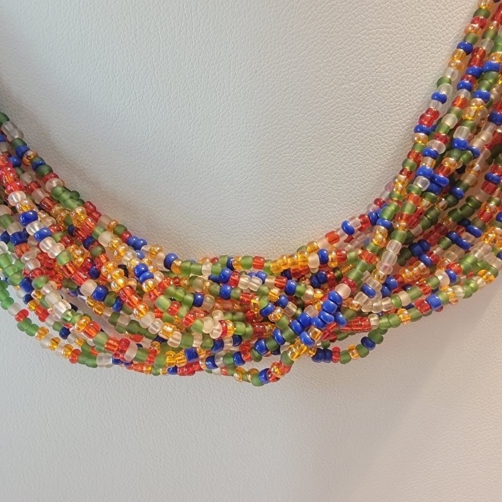 Multi Color and Strand Seed Bead Necklace - Picture 4 of 4